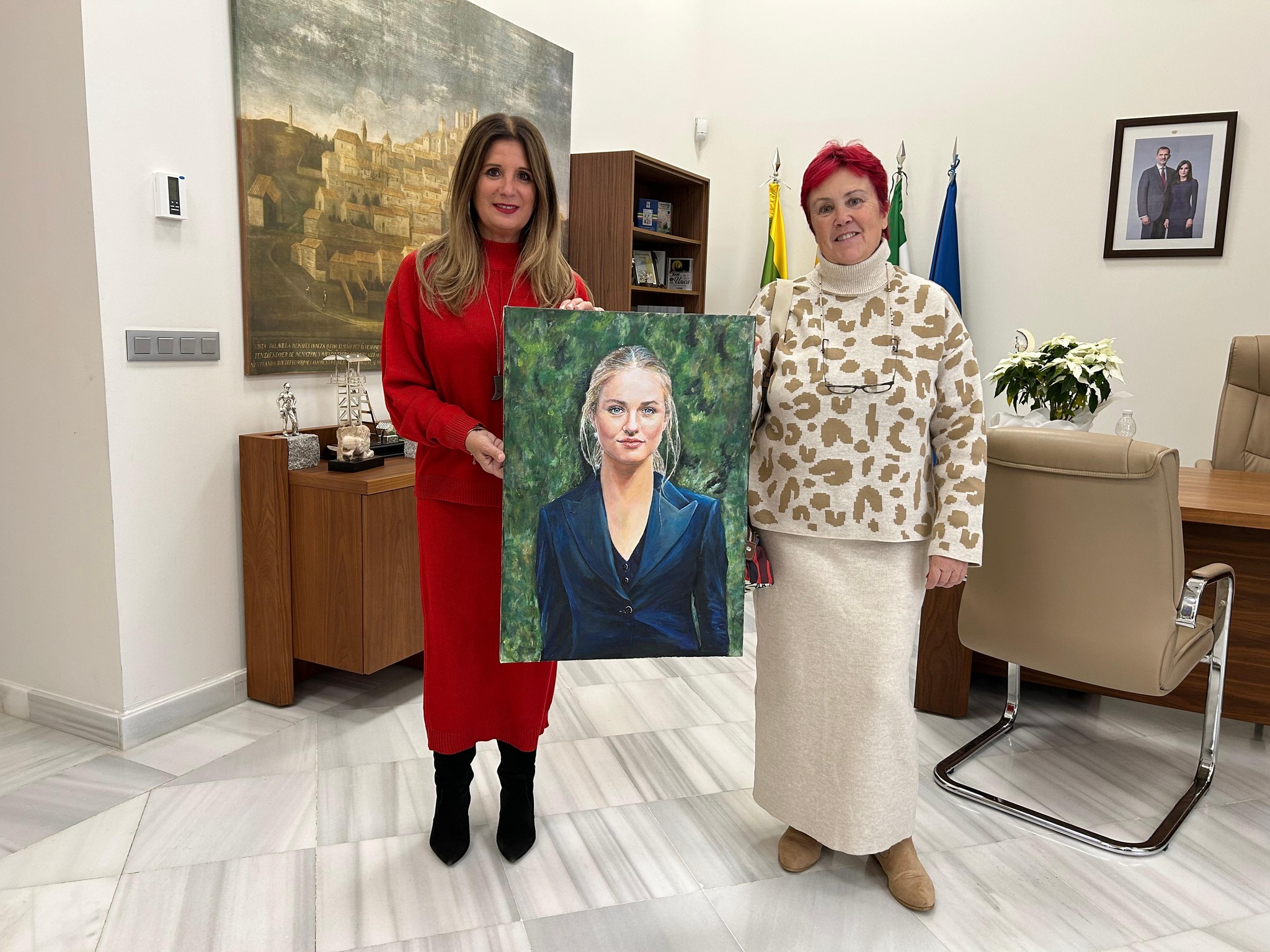 Imagen de El Ayuntamiento de Linares incorpora a su pinacoteca el cuadro ‘Leonor, una Reina del siglo XXI’, donado por el pintor José López Duro